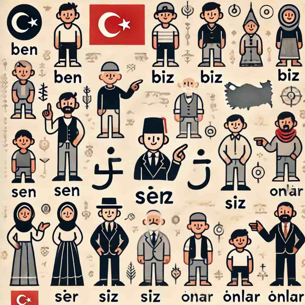 آموزش کامل ضمایر در زبان ترکی استانبولی با مثال های متعدد