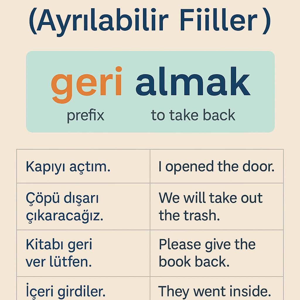افعال جداشدنی (Ayrılabilir Fiiller) در زبان ترکی استانبولی