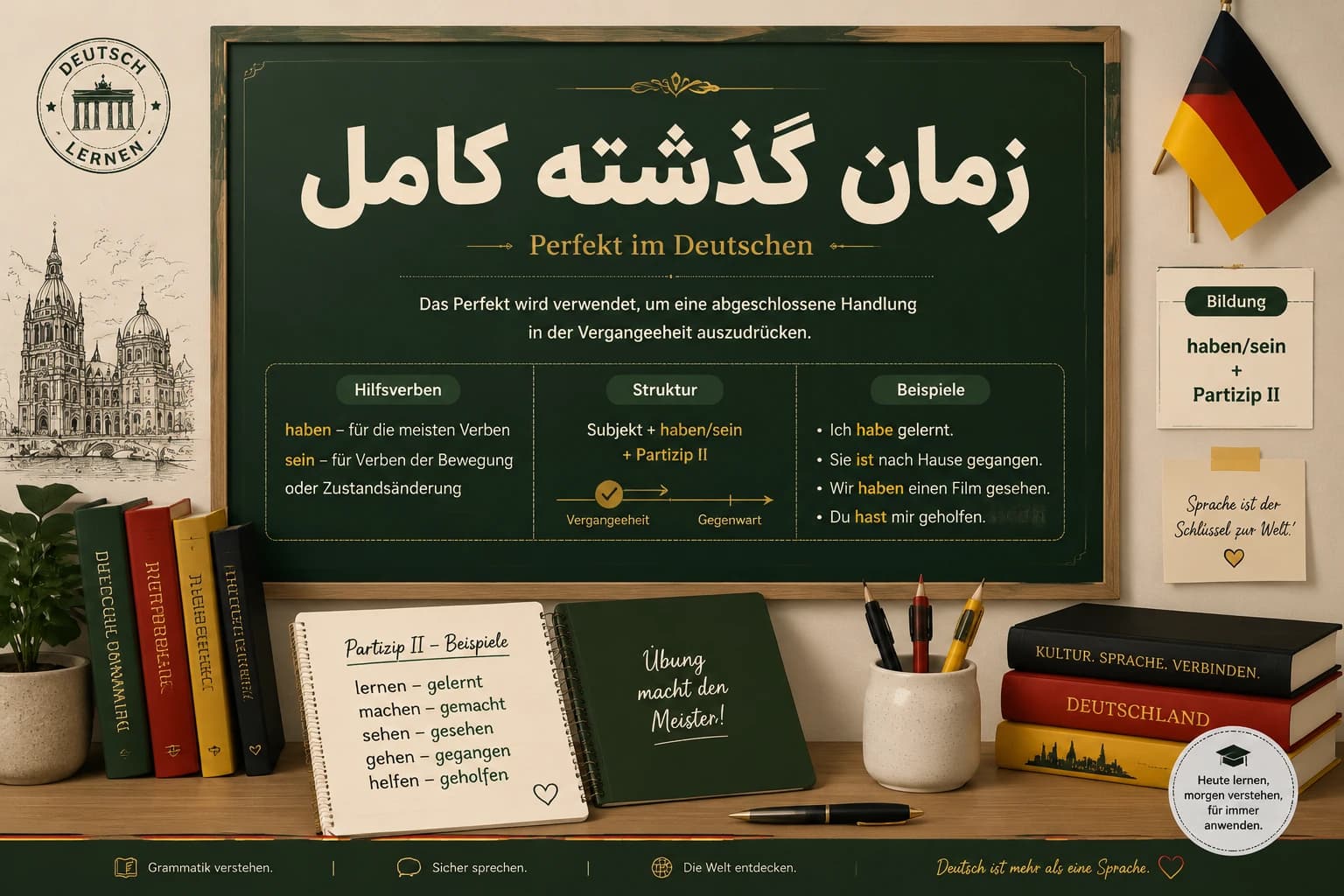 زمان گذشته کامل در زبان آلمانی (Plusquamperfekt)