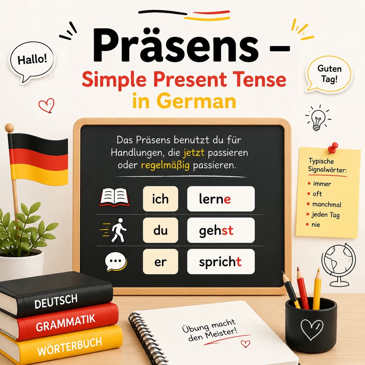 زمان حال ساده در زبان آلمانی – Präsens