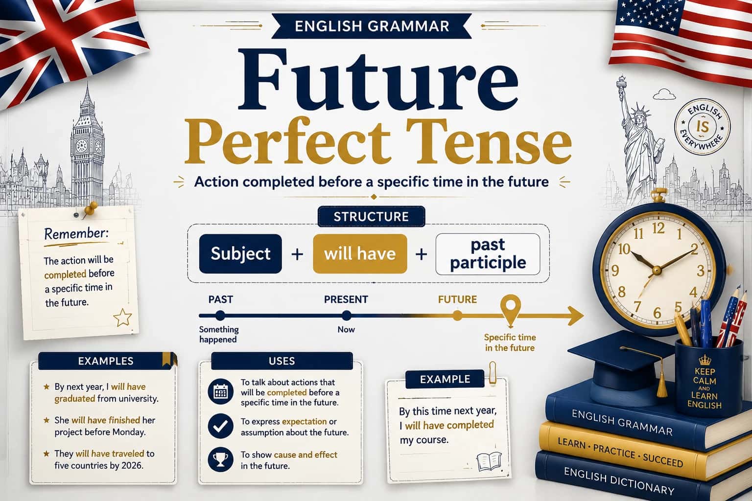 گرامر زمان آینده کامل (Future Perfect Tense) در زبان انگلیسی