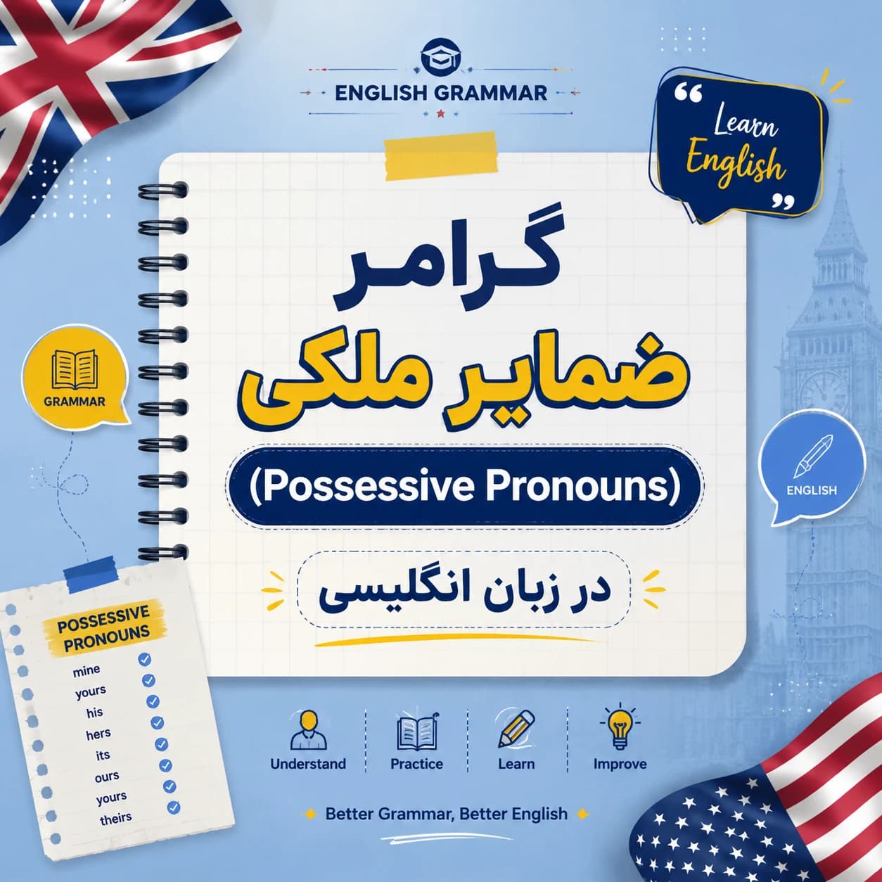 گرامر ضمایر ملکی (Possessive Pronouns) در زبان انگلیسی