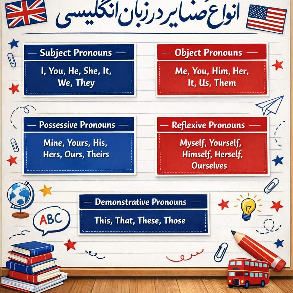 آموزش گرامر انواع ضمایر (Pronouns) در زبان انگلیسی