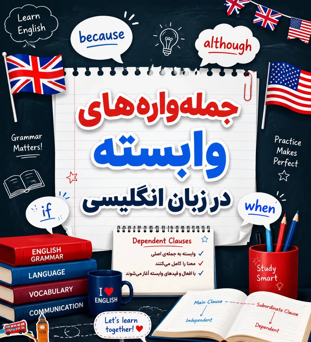 گرامر جمله واره های وابسته (Dependent Clauses) در زبان انگلیسی