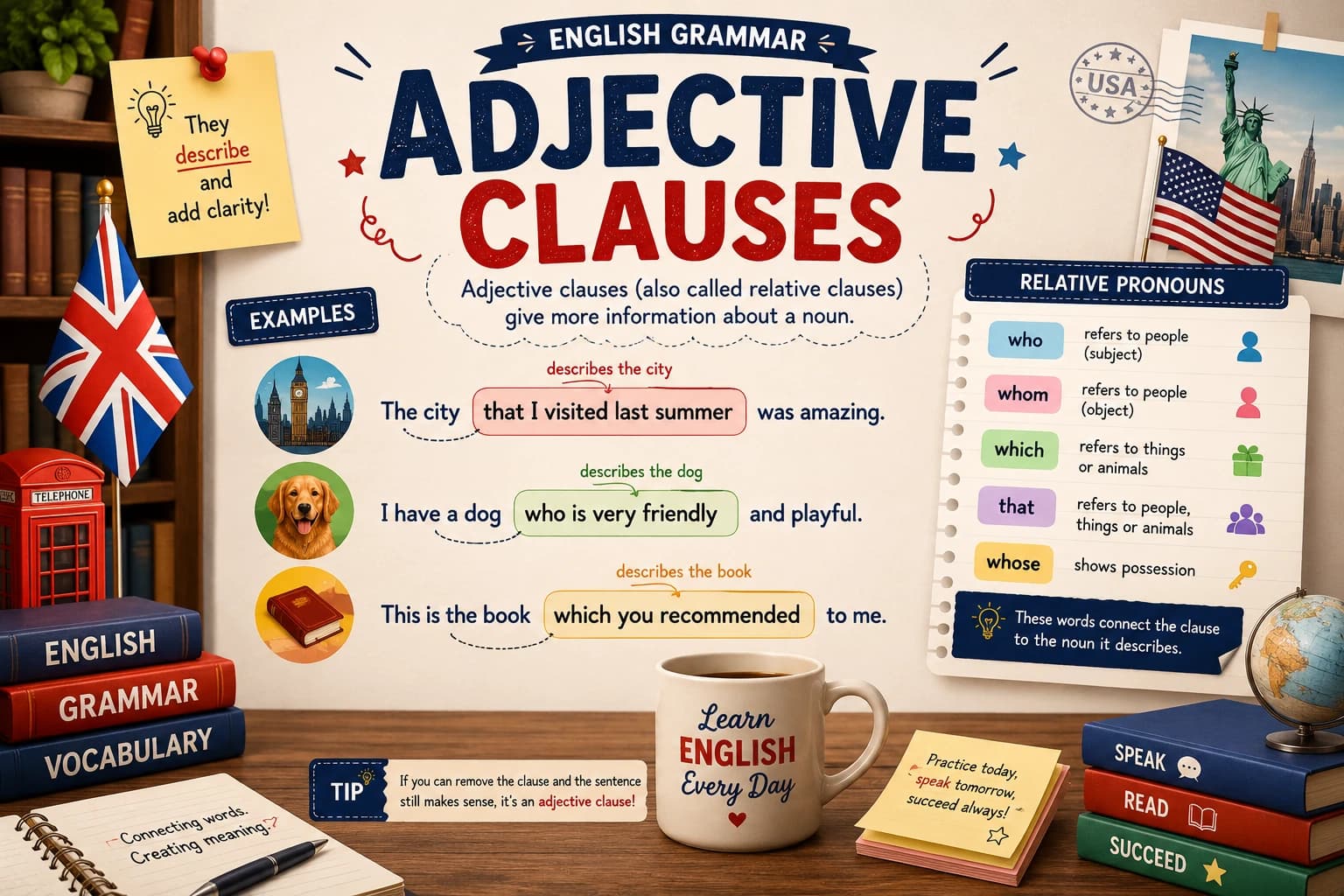 گرامر جمله واره های صفتی (Adjective Clauses) در زبان انگلیسی