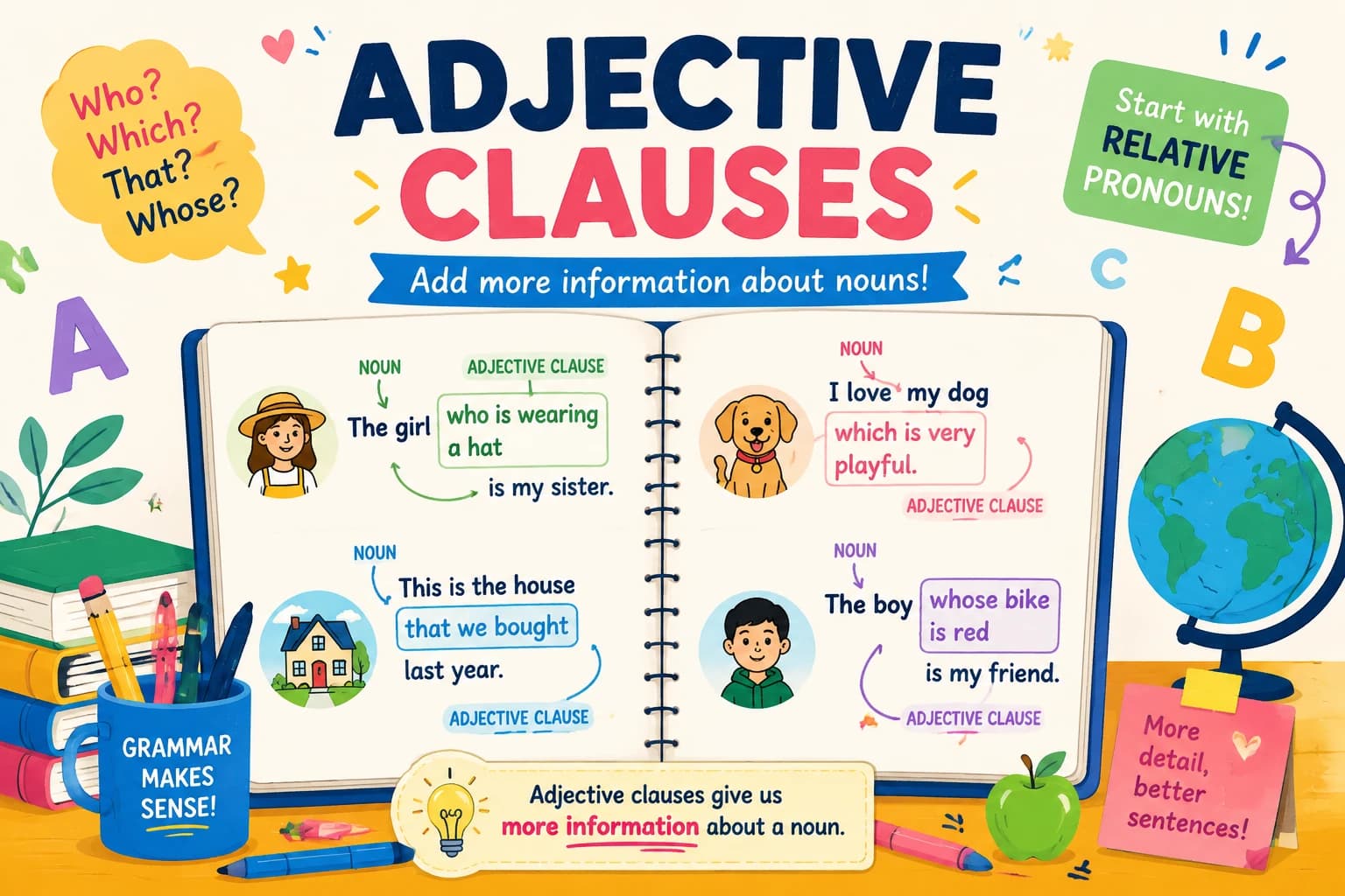 گرامر جمله واره های صفتی (Adjective Clauses) در زبان انگلیسی