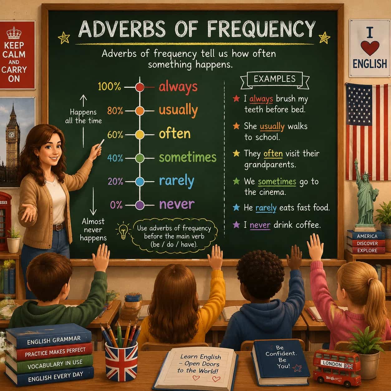 آموزش قیدهای تکرار در انگلیسی (Adverbs of Frequency)