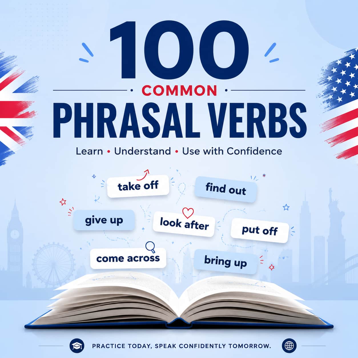 100 Phrasal Verbs (افعال عبارتی) پرکاربرد در زبان انگلیسی
