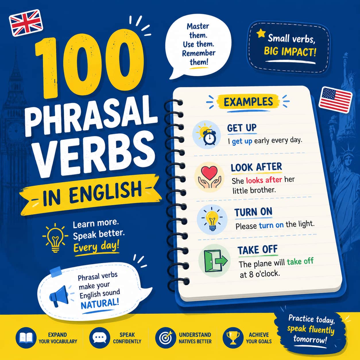100 Phrasal Verbs (افعال عبارتی) پرکاربرد در زبان انگلیسی