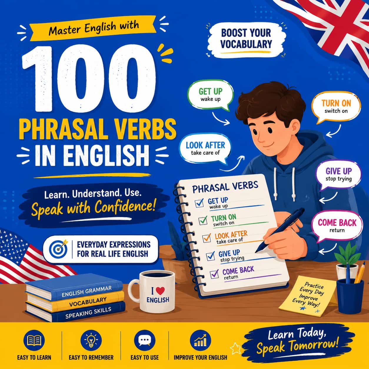 100 Phrasal Verbs (افعال عبارتی) پرکاربرد در زبان انگلیسی