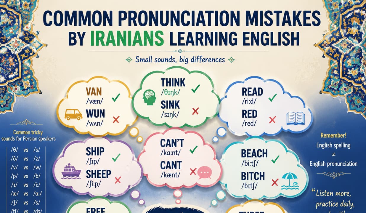 اشتباهات رایج ایرانی‌ها در تلفظ کلمات انگلیسی