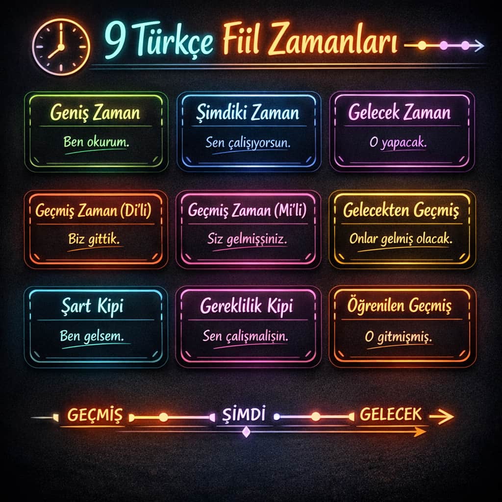 یادگیری 9 زمان در گرامر زبان ترکی استانبولی