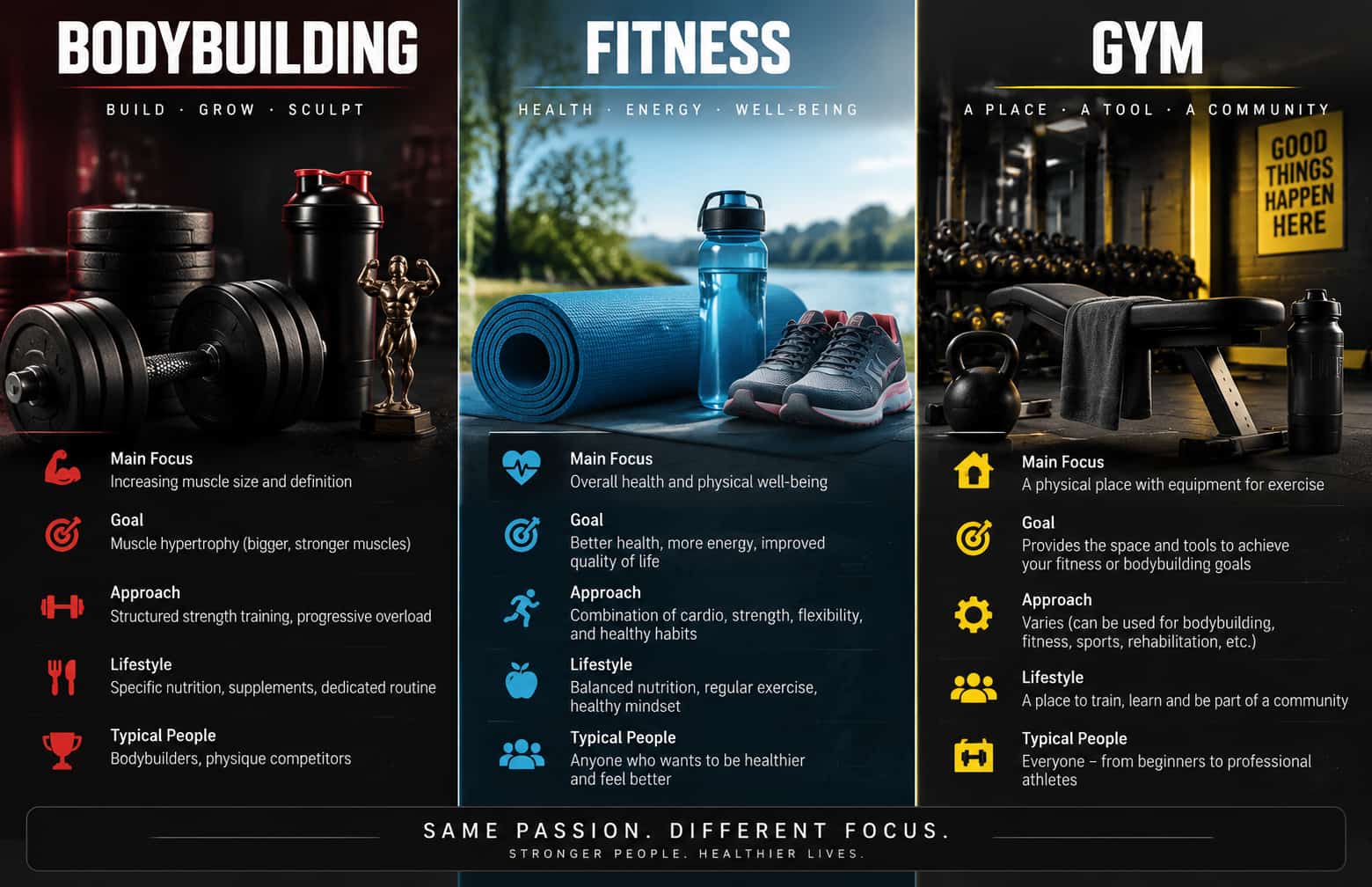 تفاوت Bodybuilding، Fitness و Gym در زبان انگلیسی